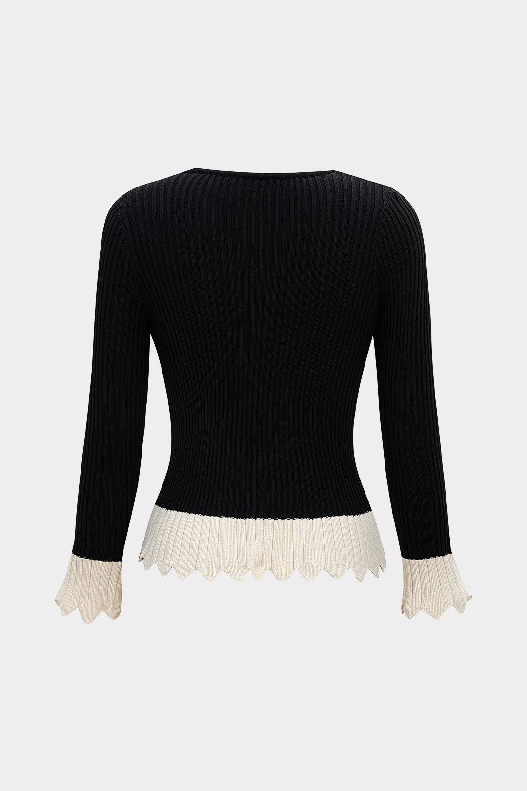 Kontrast Kenarlı Örme Bluz 