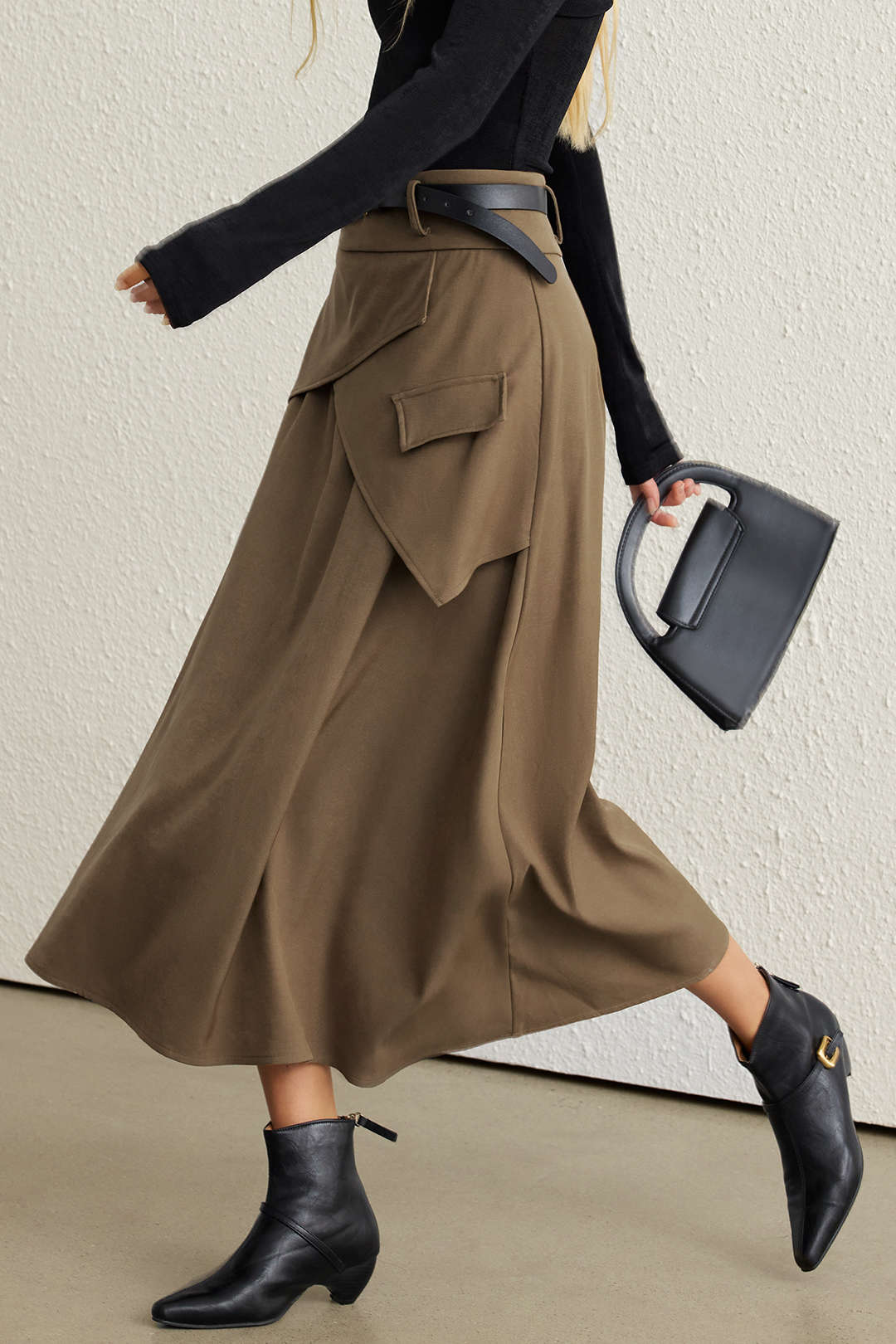 Vandoria Utility Belted Midi Skirt