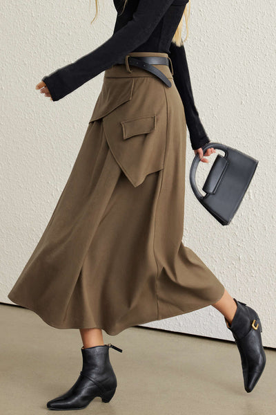 Vandoria Utility Belted Midi Skirt