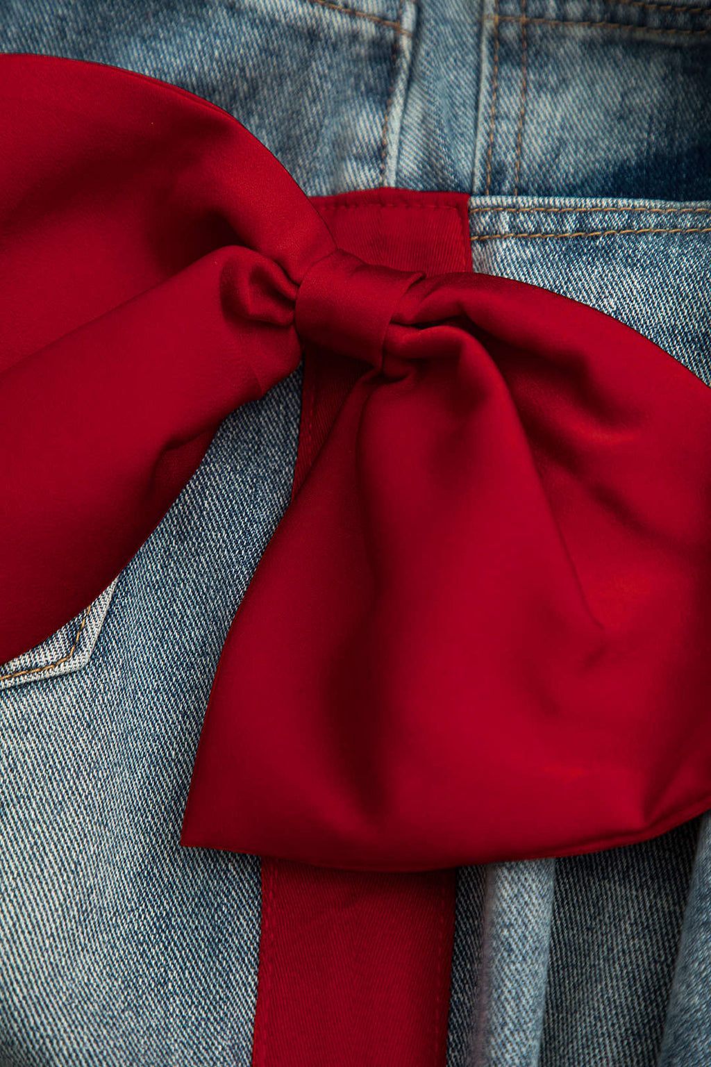 Kontrast Çizgili Geniş Paçalı Kot Pantolon