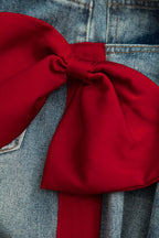 Kontrast Çizgili Geniş Paçalı Kot Pantolon