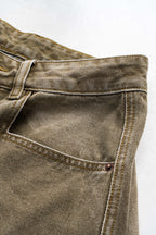 Koyu Renk Yıkamalı Bol Paçalı Kot Pantolon