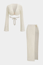 Ivory Aura Tie-Detail Beach Set