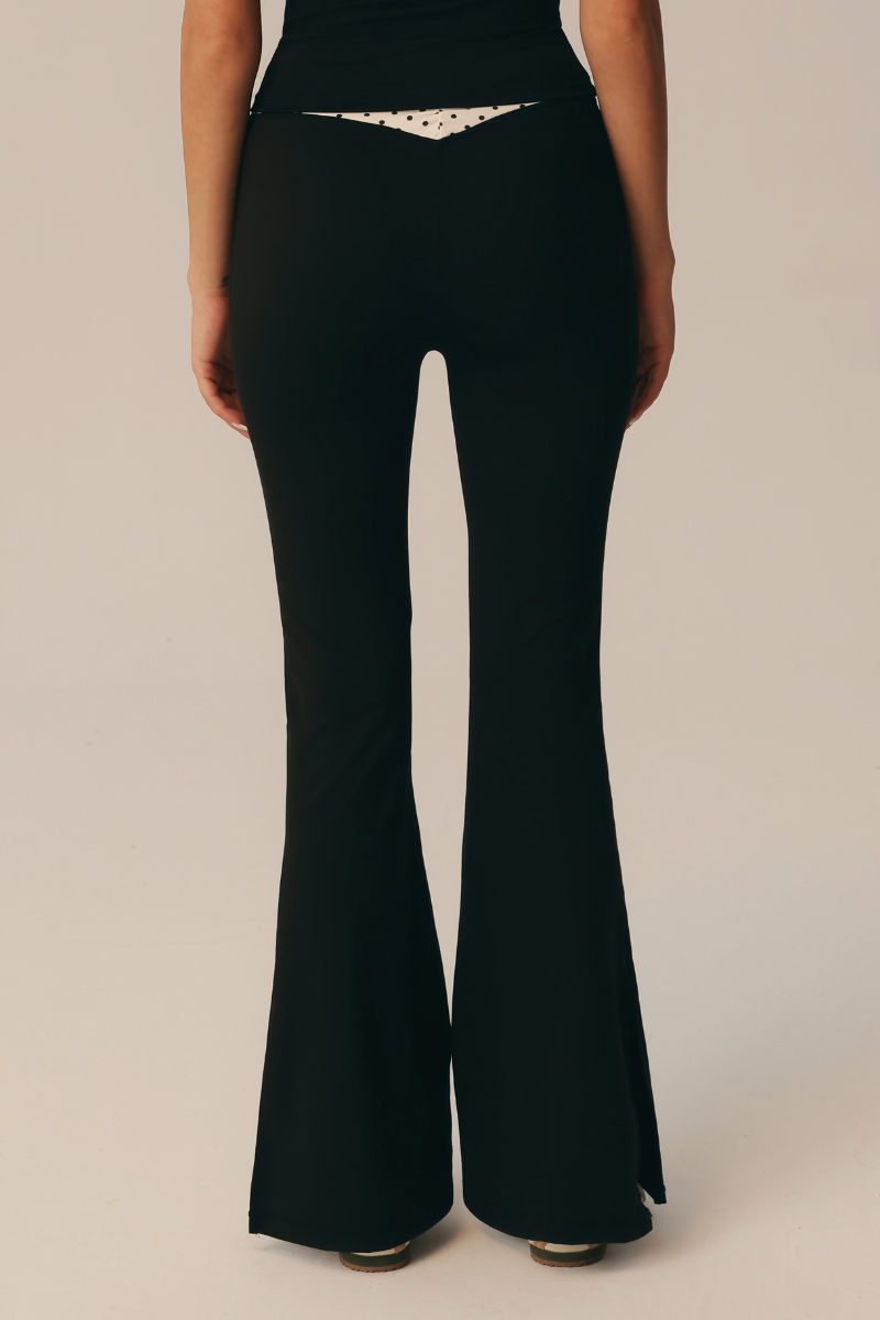 Clio Polka Dot V-Waist Flare Pants