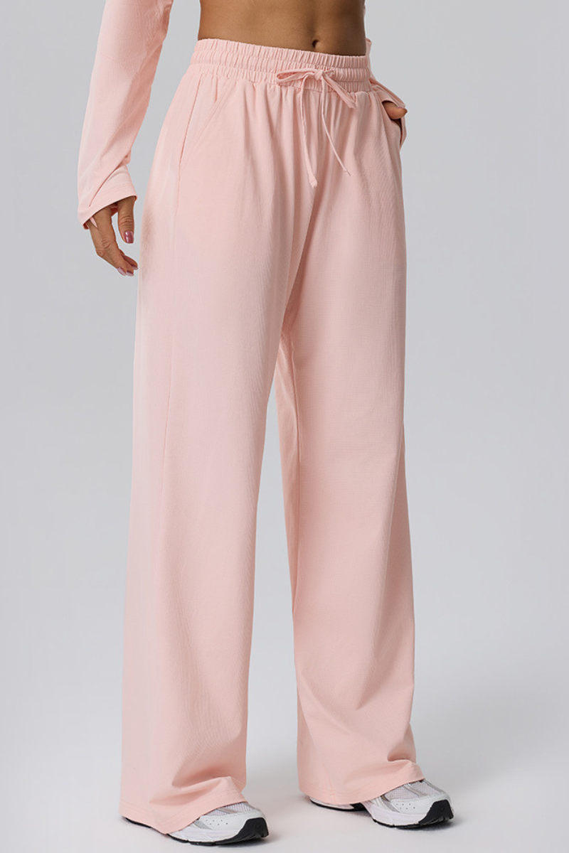Lena Waffle Drawstring Straight Leg Pants
