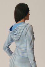 Riviera Striped Hooded Crop Jacket
