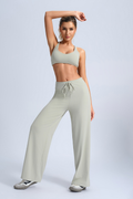 Women's Sport Sets:U-neck Cross Back Bra And Wide Leg Pants