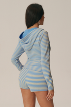 Riviera Striped Hooded Jacket & Shorts Set