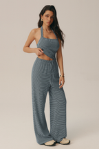 Completo Amalfi top all'americana e pantaloni svasati a righe