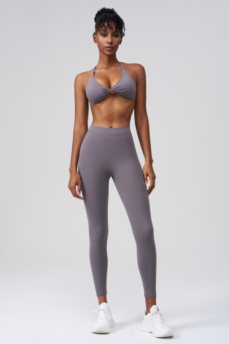 Women’s Sports Set:Bra & Pleated Bottocks Lift Leggings