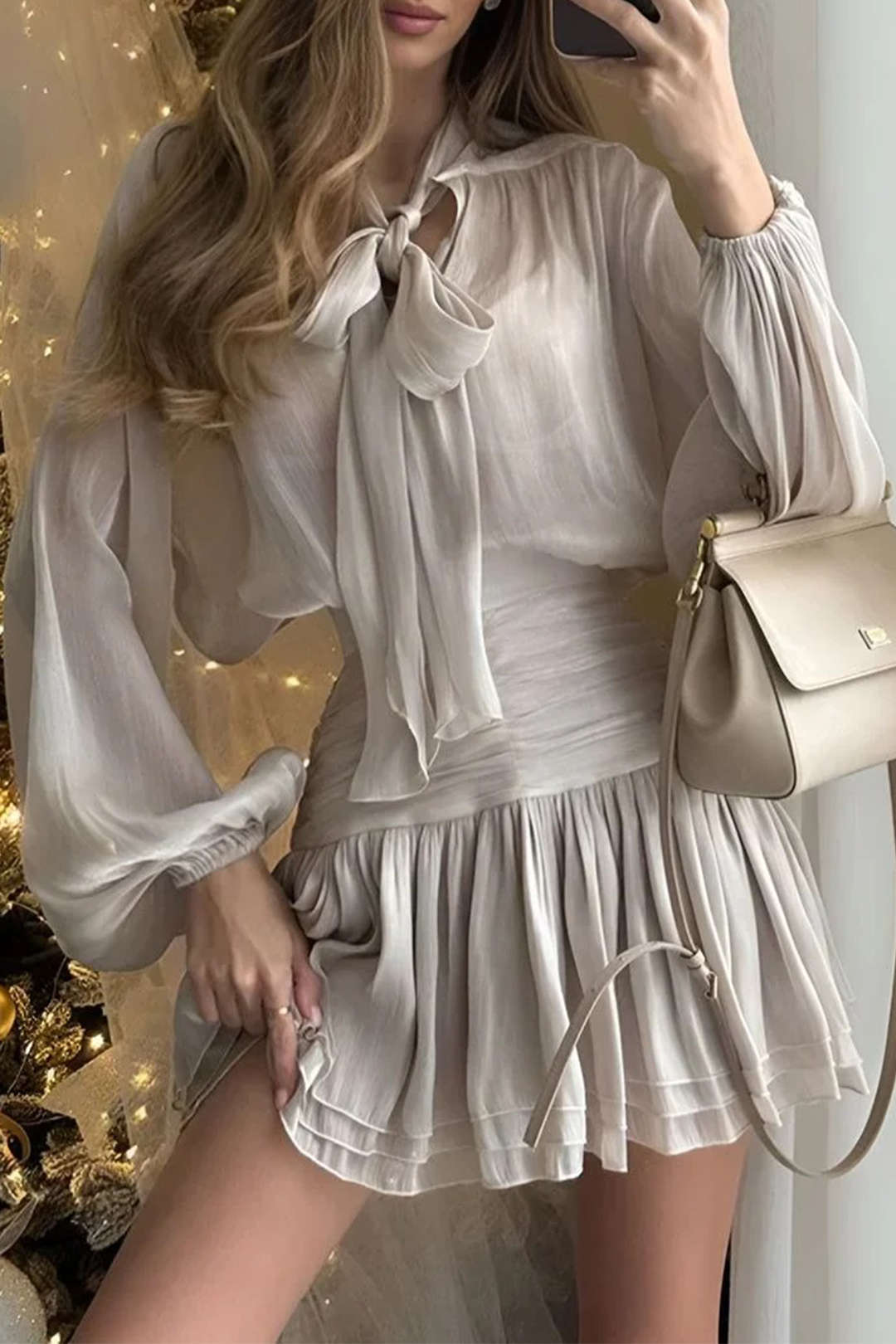 Elegance Ruffle Blouse &amp; Mini Skirt Set