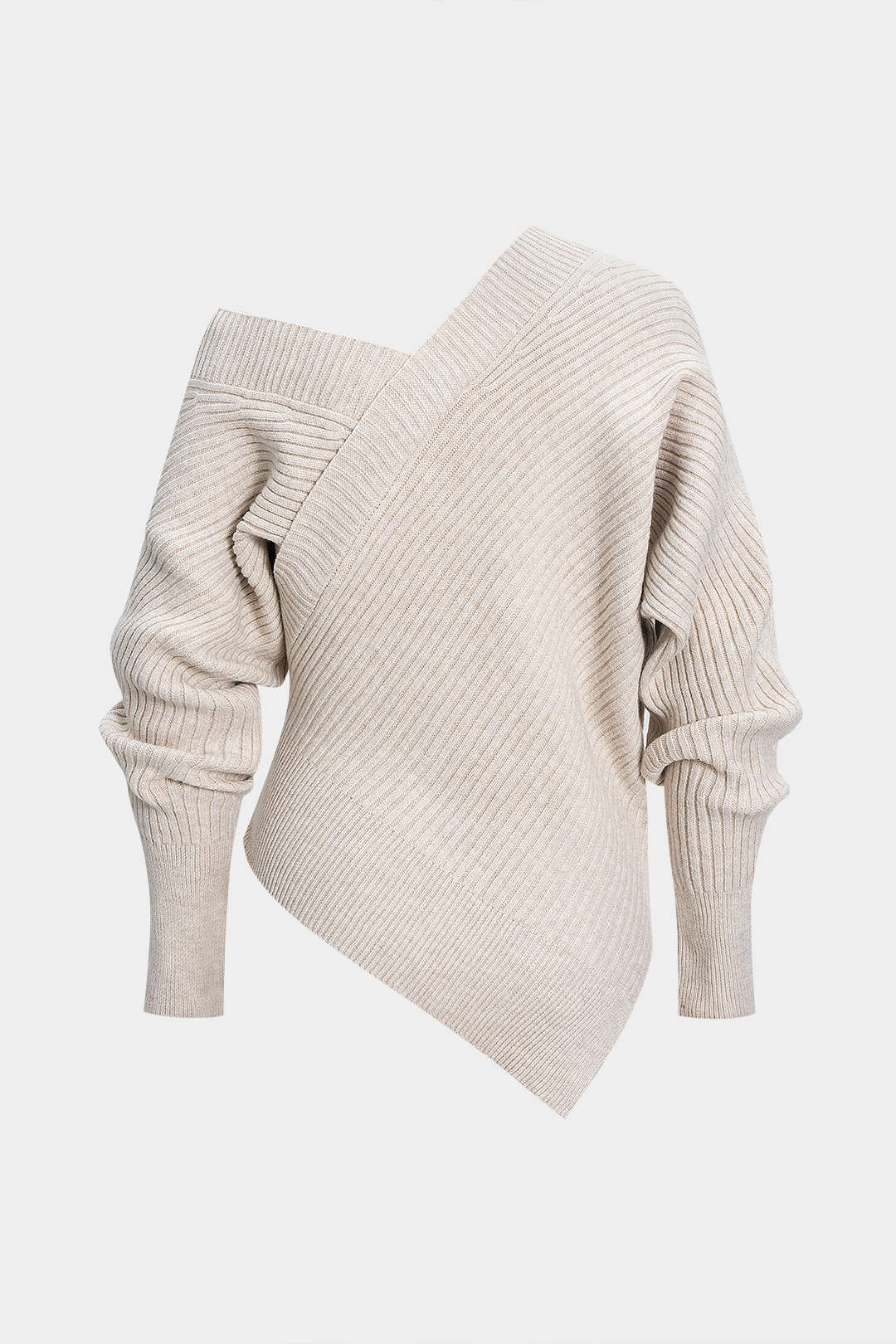 Beige Asymmetric Knit Sweater