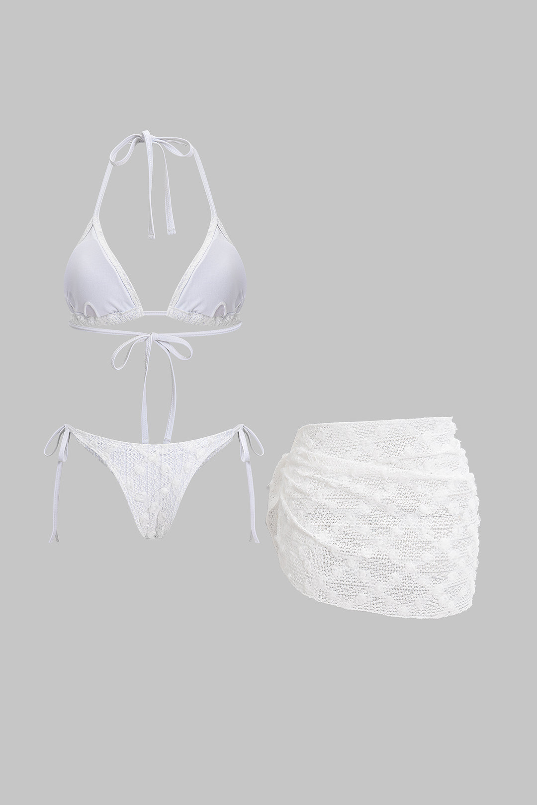 Dantelli Üç Parçalı Bikini Takımı 