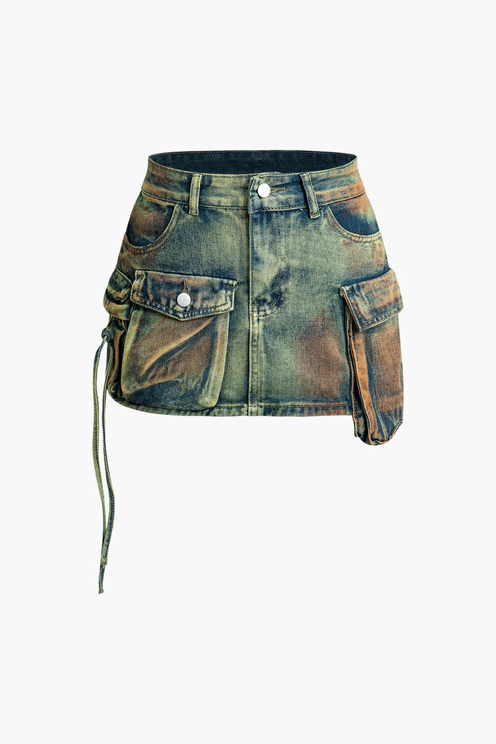 Distressed Flap Pocket Denim Etek