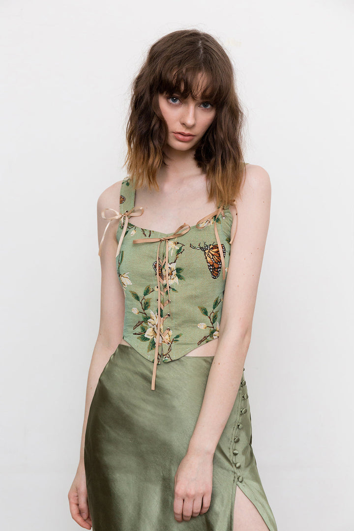 Çiçek Desenli Bağcıklı Bluz 