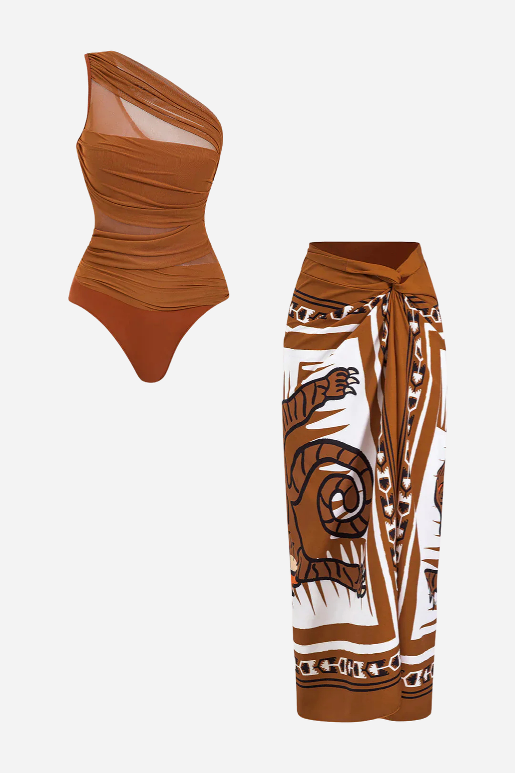 Asymmetric Draped Swimsuit