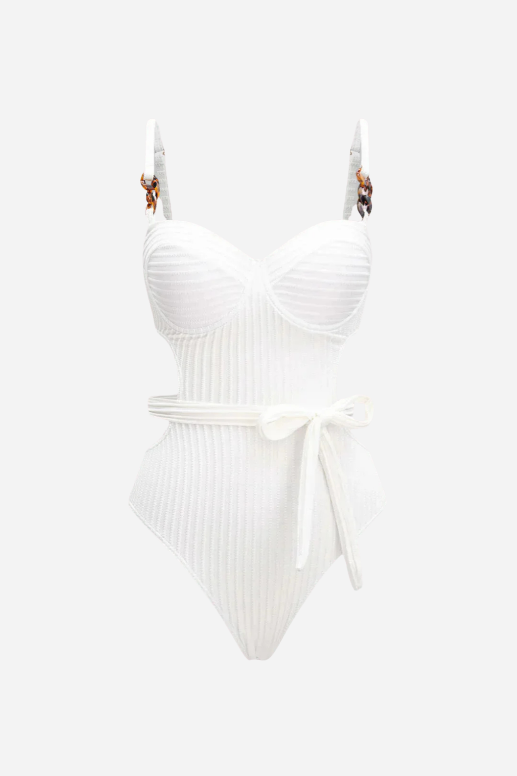 White Side-Tie Swimsuit