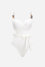 White Side-Tie Swimsuit