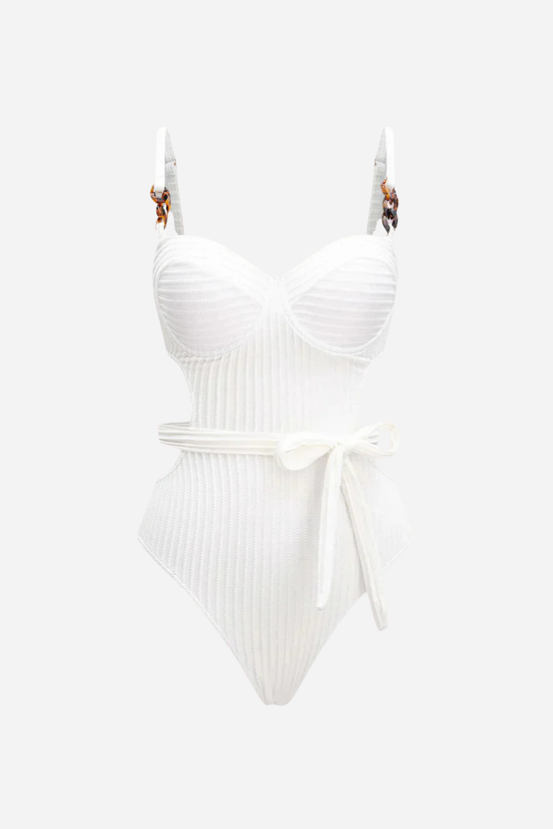 White Side-Tie Swimsuit