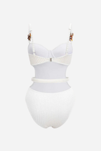 White Side-Tie Swimsuit