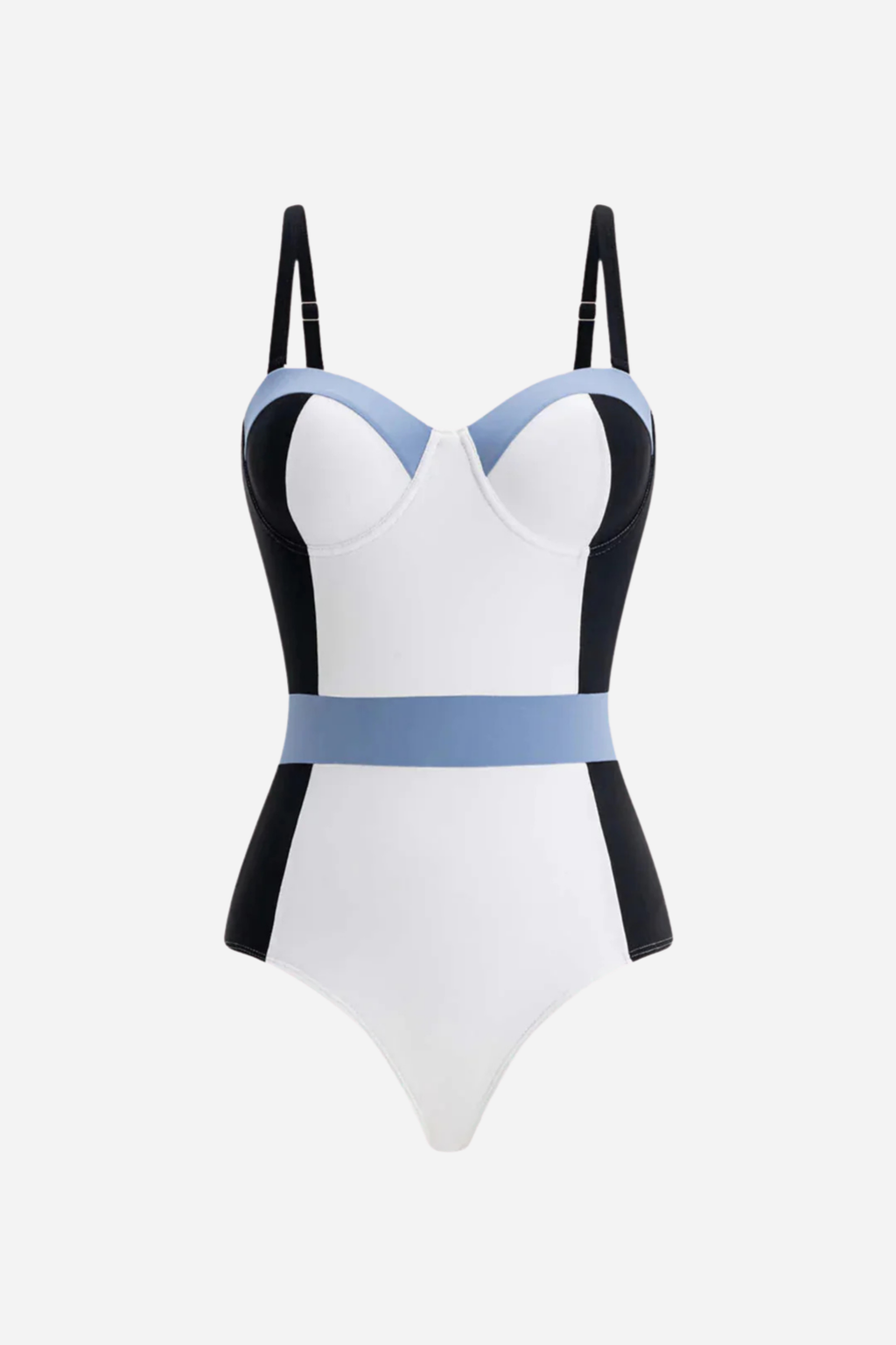 White Contrast Stripe Swimsuit