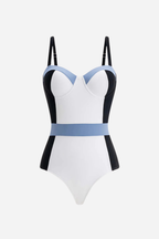 White Contrast Stripe Swimsuit