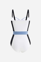 White Contrast Stripe Swimsuit