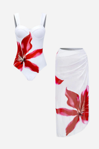Red Floral Pareo Set
