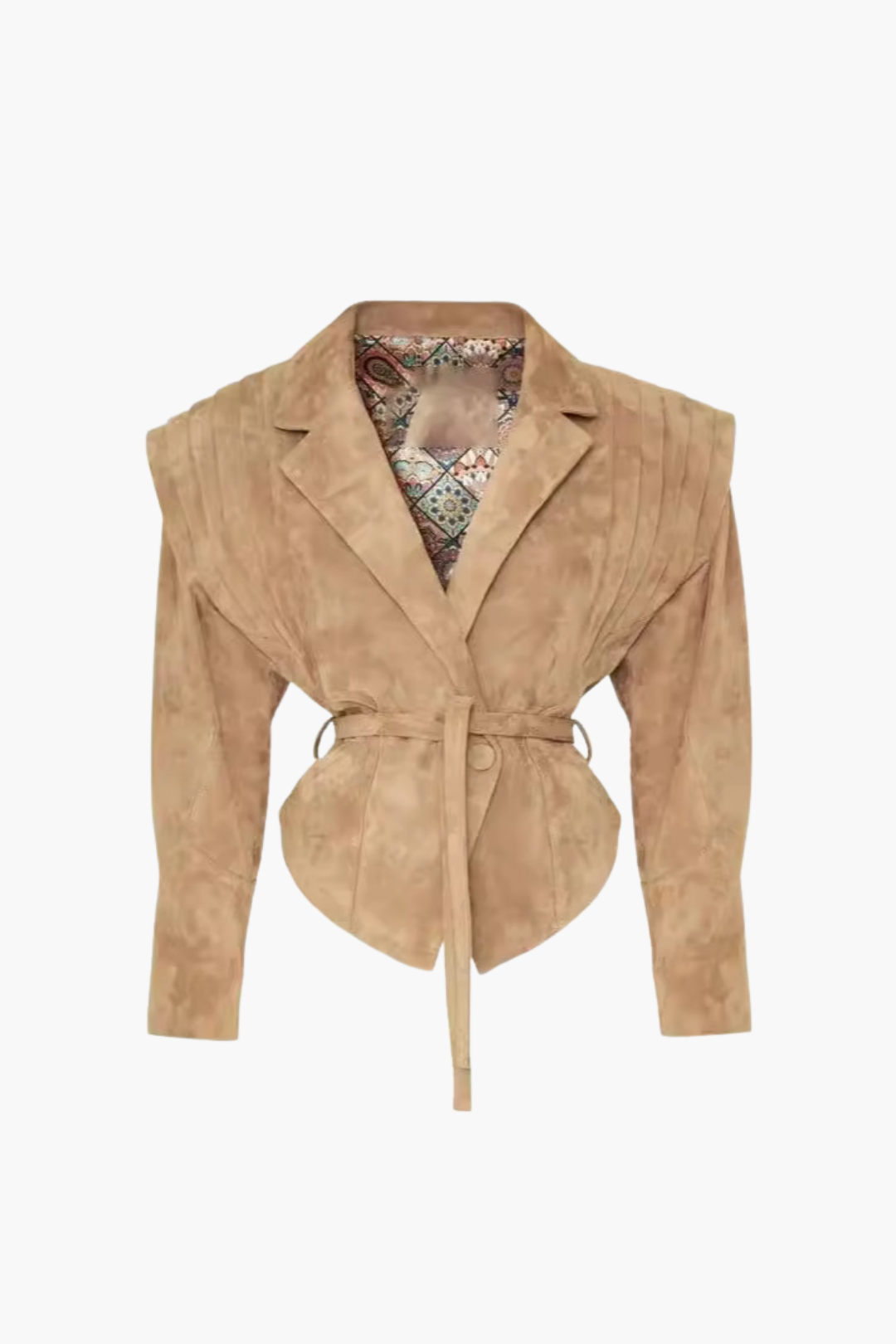 Camel Sculpted Suede Jacket