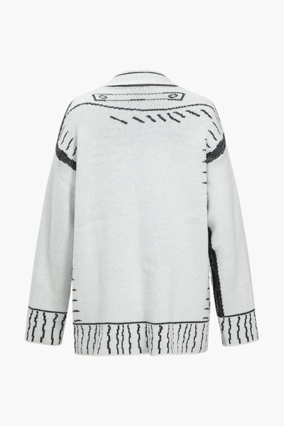 Line Pattern Sweater Hırka