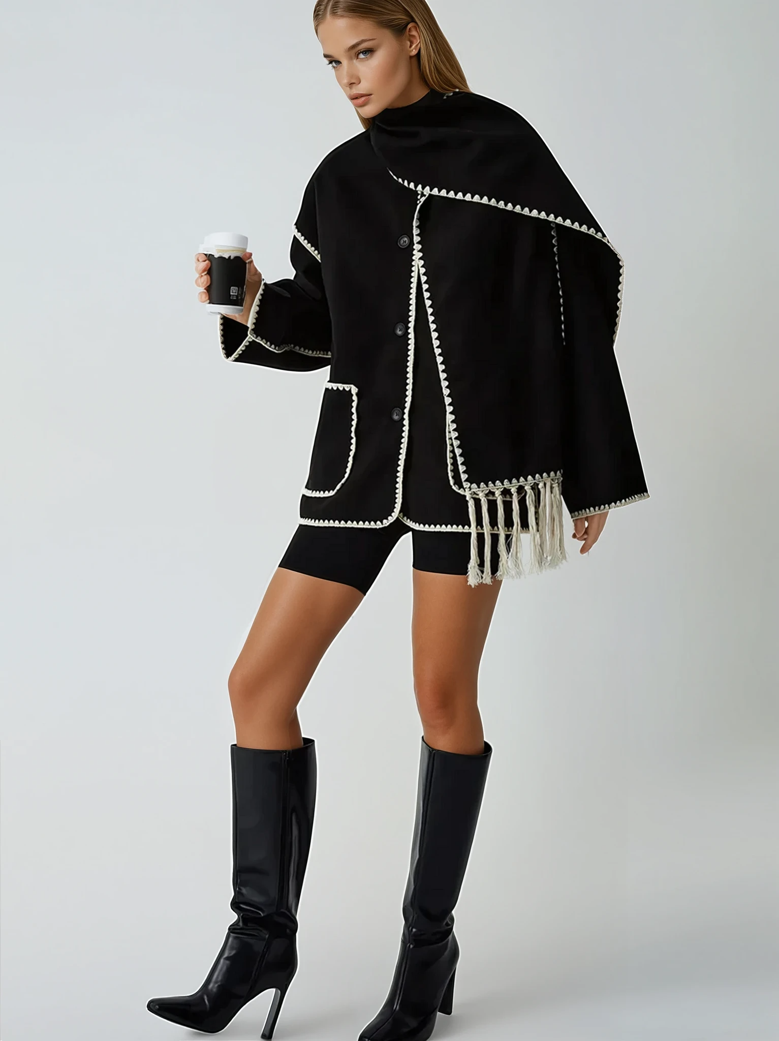 Kontrast Detaylı Ceket 