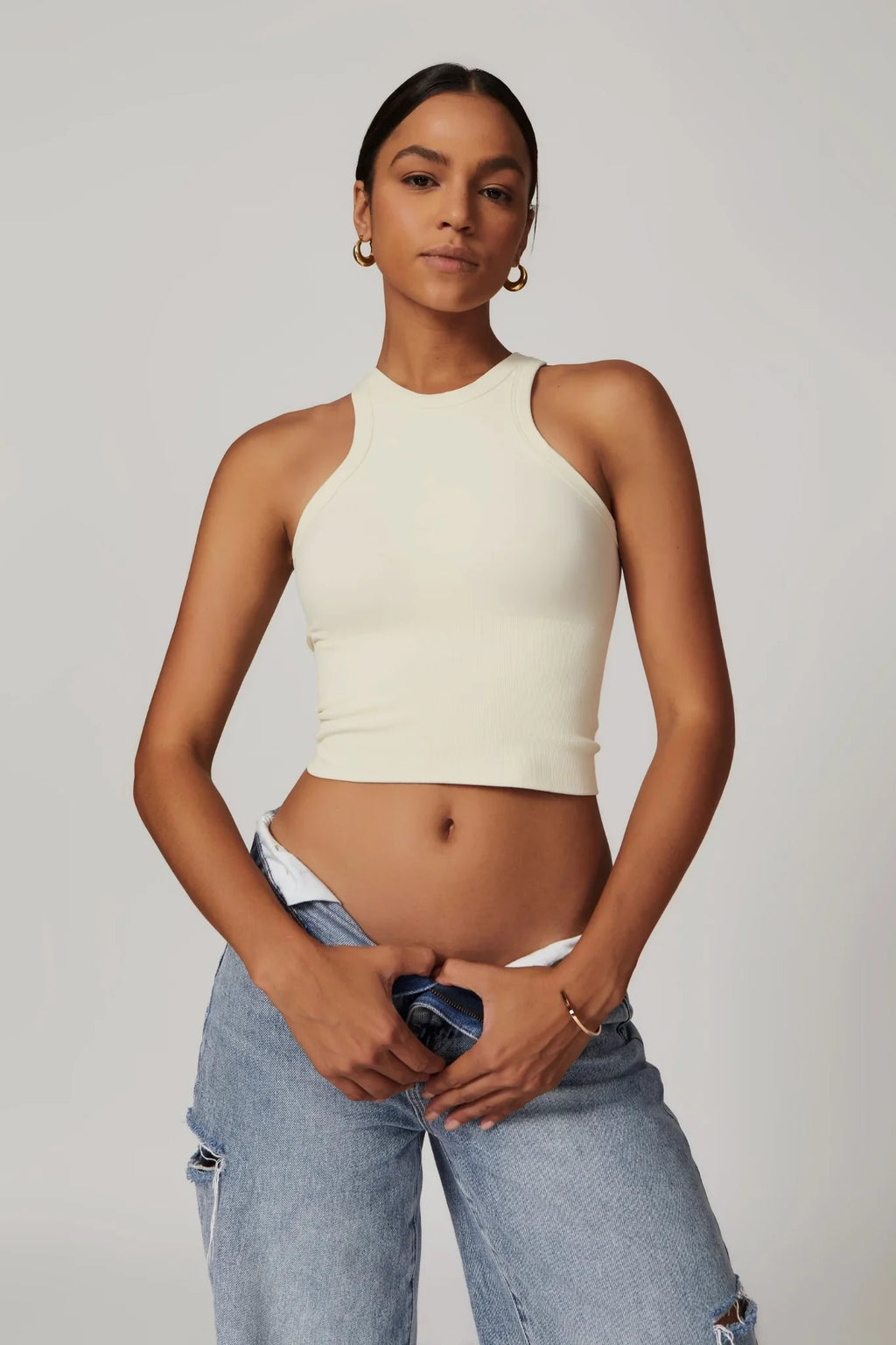 Chloe Racer Top – Cream