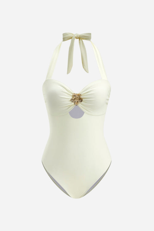 Beige Swimsuit Ring Detail