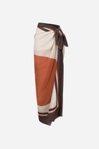 Geometric Brown Swimsuit & Sarong