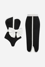 Two-Tone Bow Swimsuit & Pareo