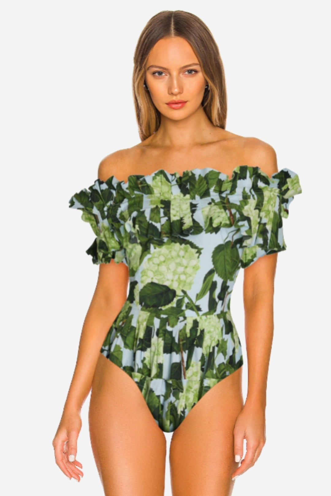 Green Floral Swimsuit & Sarong