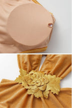 Elegant Gold Swimsuit & Sarong