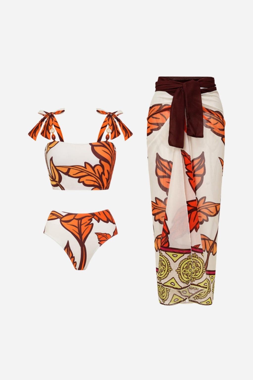 Orange Floral Bikini & Sarong