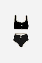 Two-Tone Bikini with Buttons