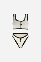 Two-Tone Bikini with Buttons