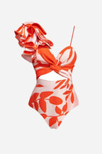 Red Floral Swimsuit & Sarong