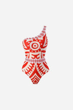 Coral Tribal Swimsuit & Trouser Set