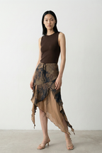 Asimetrik Batik Desenli Etek 