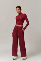 Rose Turtleneck Top – Burgundy