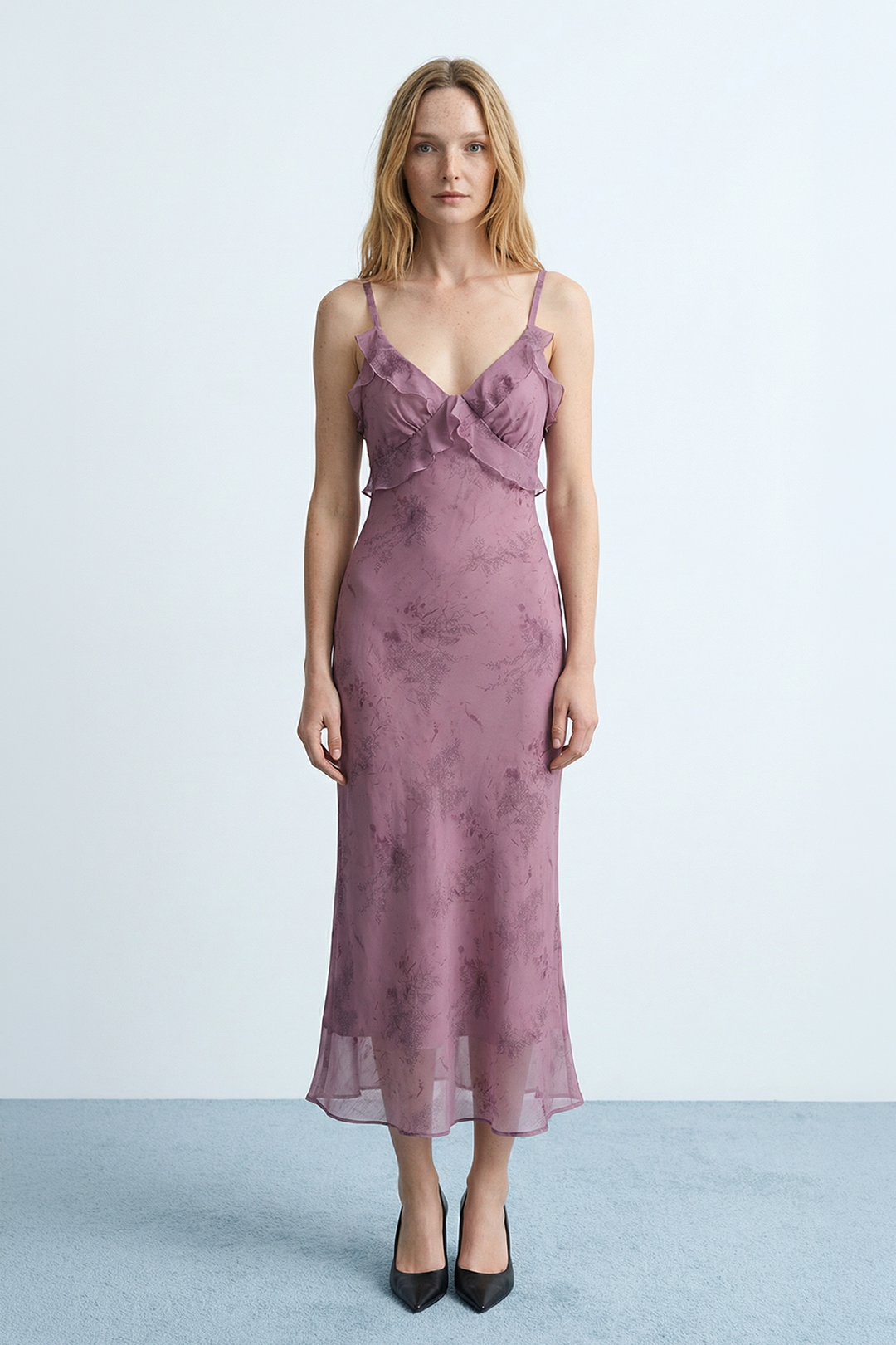 Bağcıklı Askılı Midi Elbise