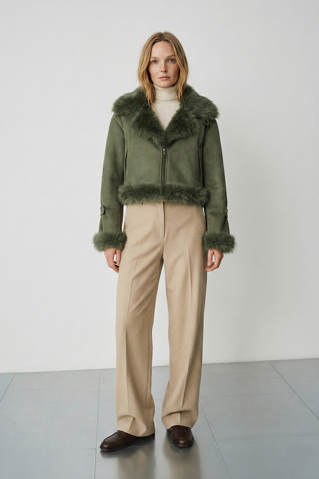 Suni Kürk Detaylı Ceket 