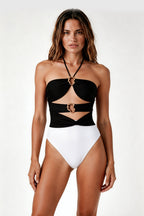 Noir Contrast Sculpt Swimsuit