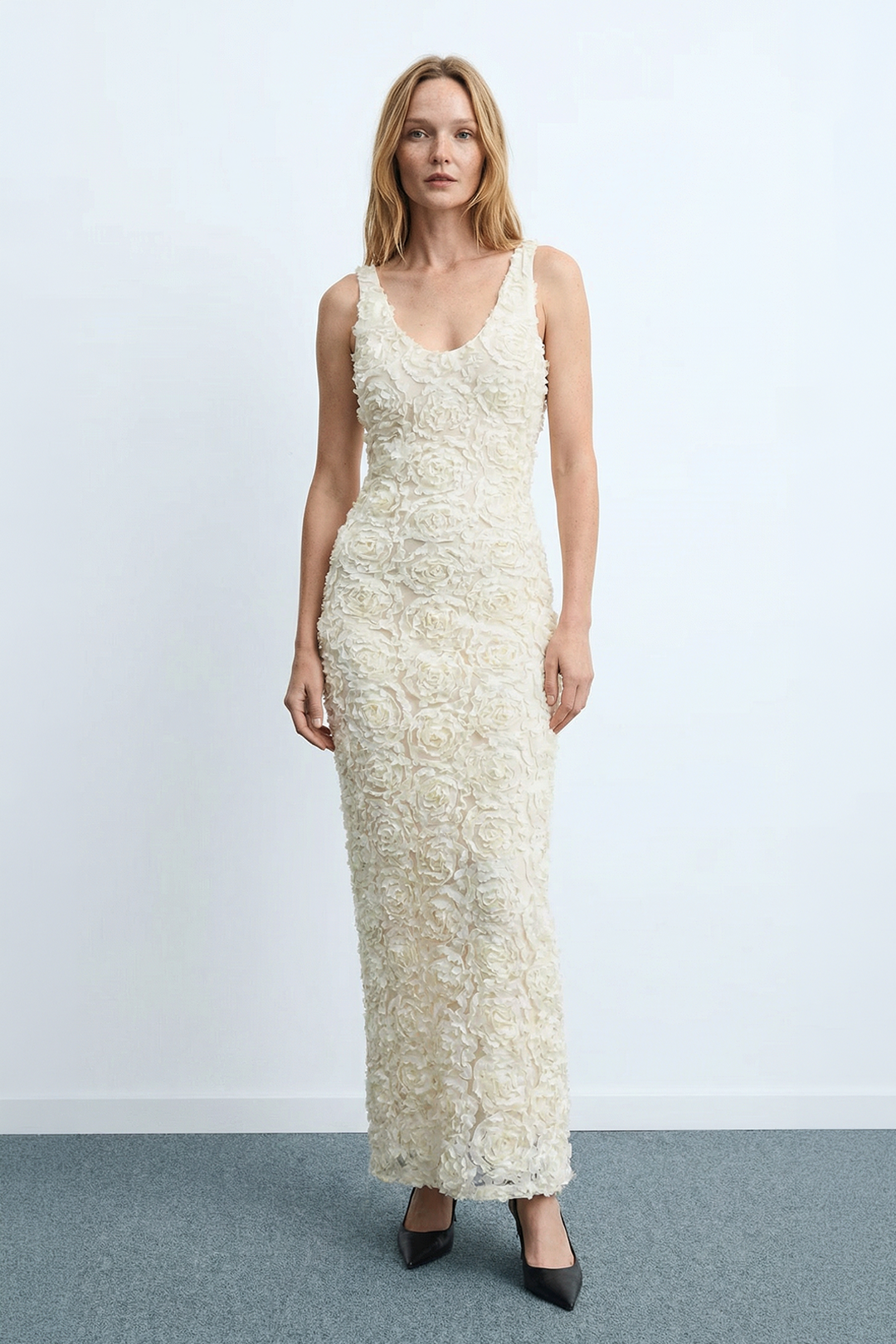 Dantelli Midi Elbise