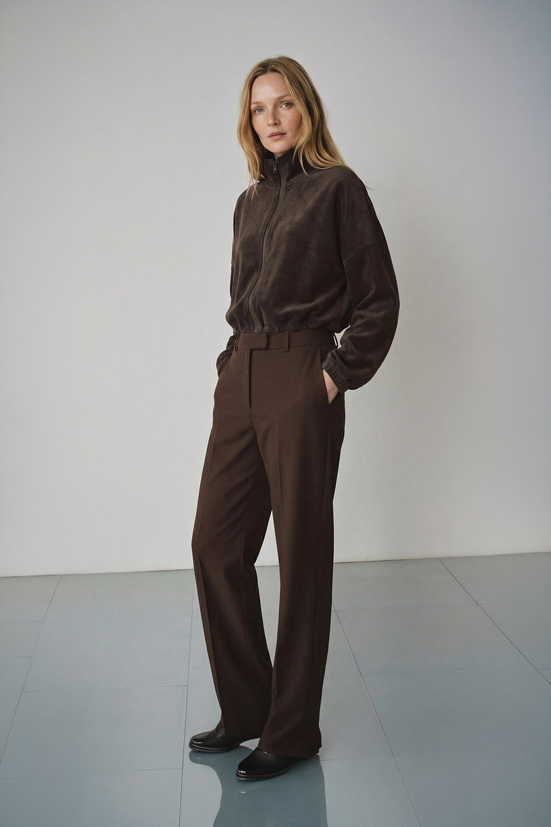 Fermuarlı Kadife Ceket 