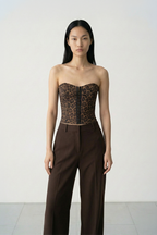 Leopar Desenli Korse Üst 